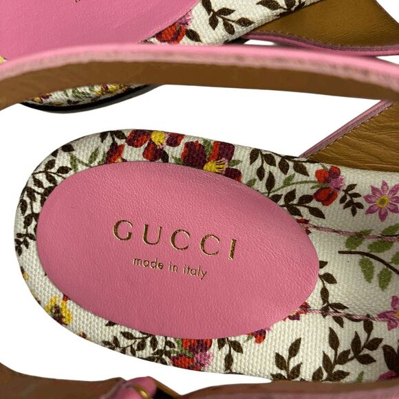 Gucci Marmont GG Logo Charlotte Nappa Leather Sandals Butterfly Pink EU 37.5 - Picture 8 of 11